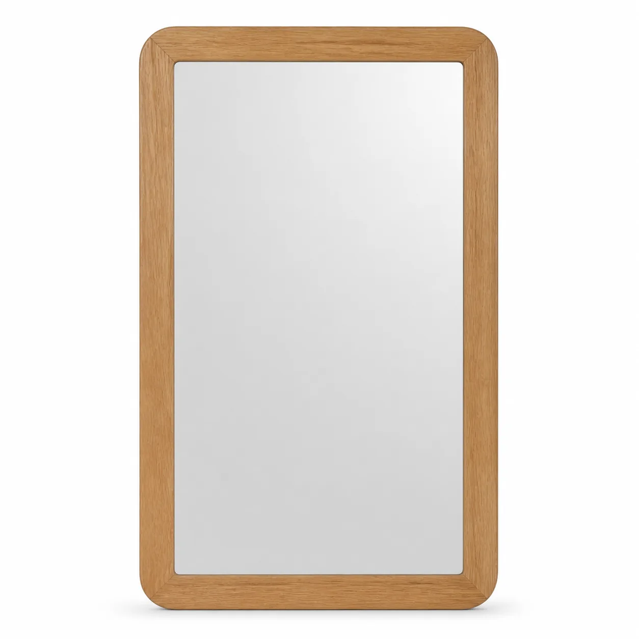 Warm Oak Framed Rounded-Rectangle Mirror