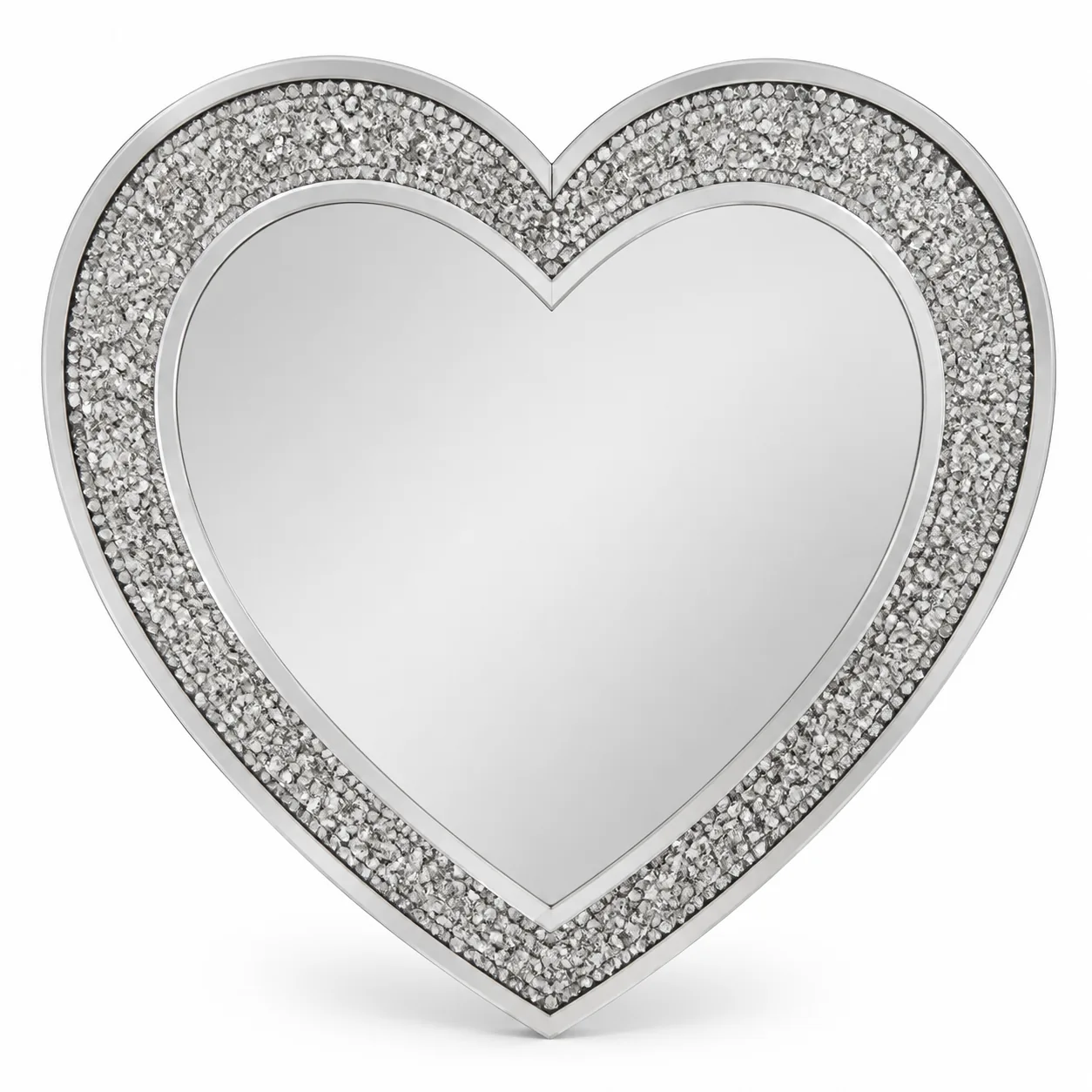 Heart-Shaped Crystal Crushed-Diamond Wall Mirror