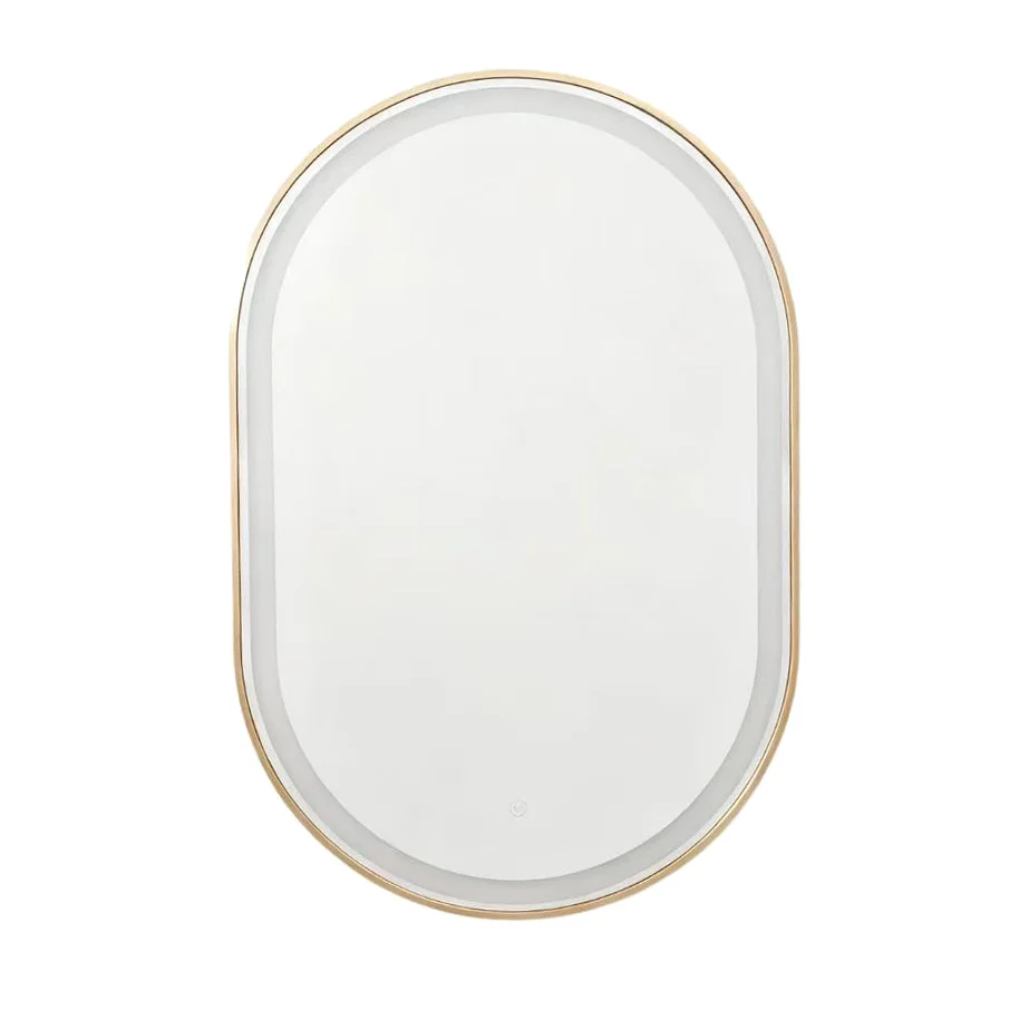 Gold-Framed Capsule LED Bathroom Mirror 700 x 1000