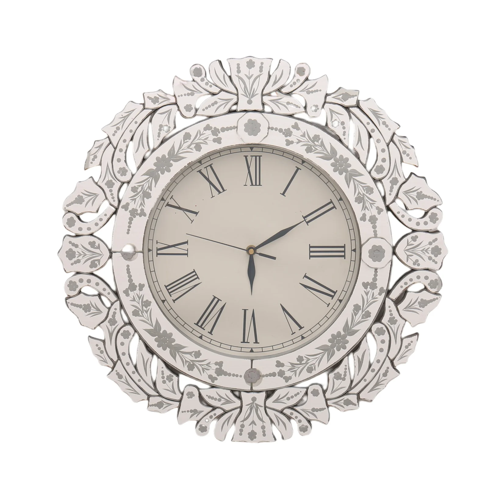 Hand-Engraved Venetian Round Mirror Wall Clock Ø500