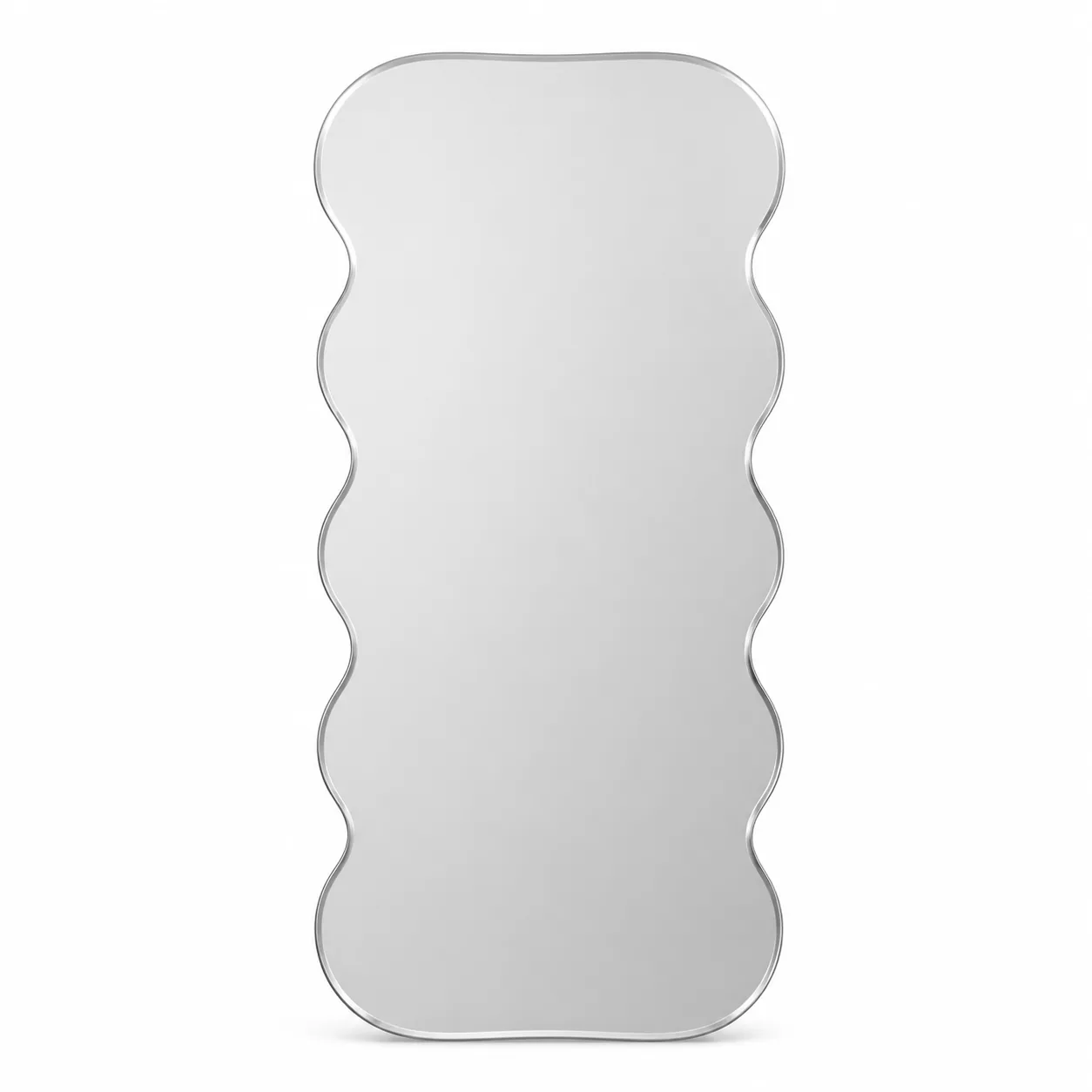 Vertical Wavy-Edge Frameless Mirror