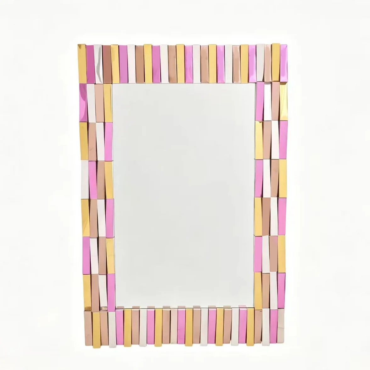 Multi-Colour Stainless Steel Block Frame Wall Mirror 810 x 1205