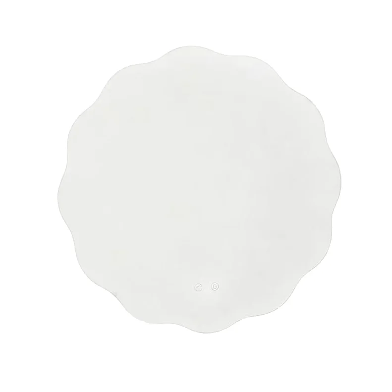 Scalloped Round Backlit LED Bathroom Mirror with Anti-Fog