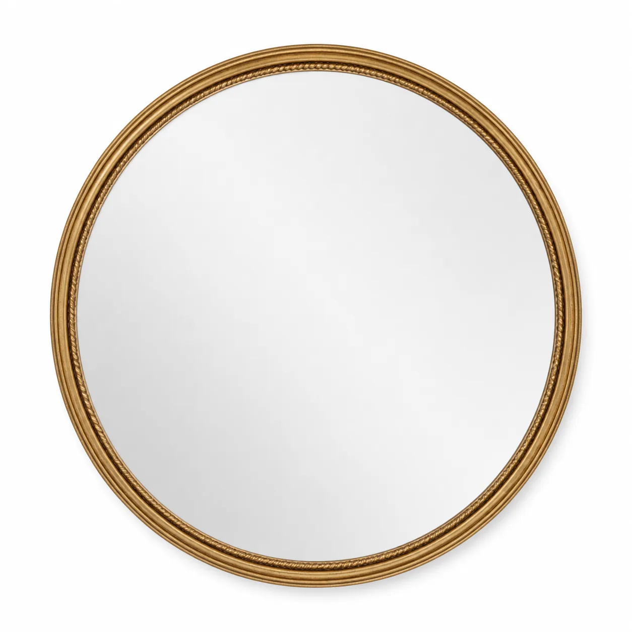 Classic Gold Rope-Bead Frame Round Mirror