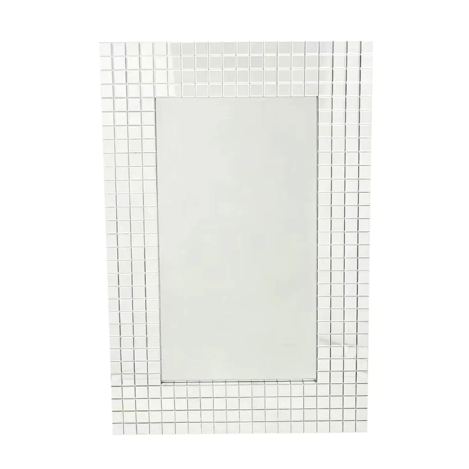 Crystal Grid Border Bevelled Wall Mirror