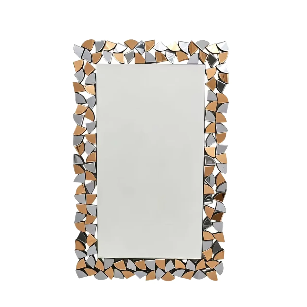 Bronze and Grey Petal Mosaic Frame Wall Mirror
