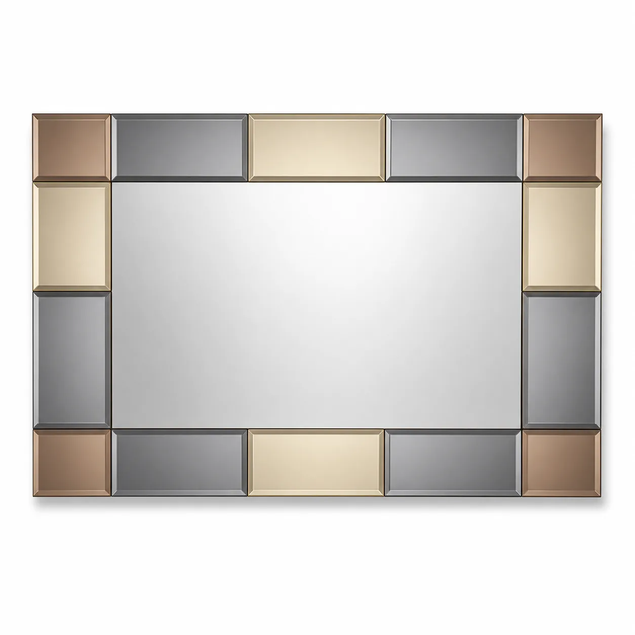 Bronze, Grey and Gold Geometric Colour-Block Mirror