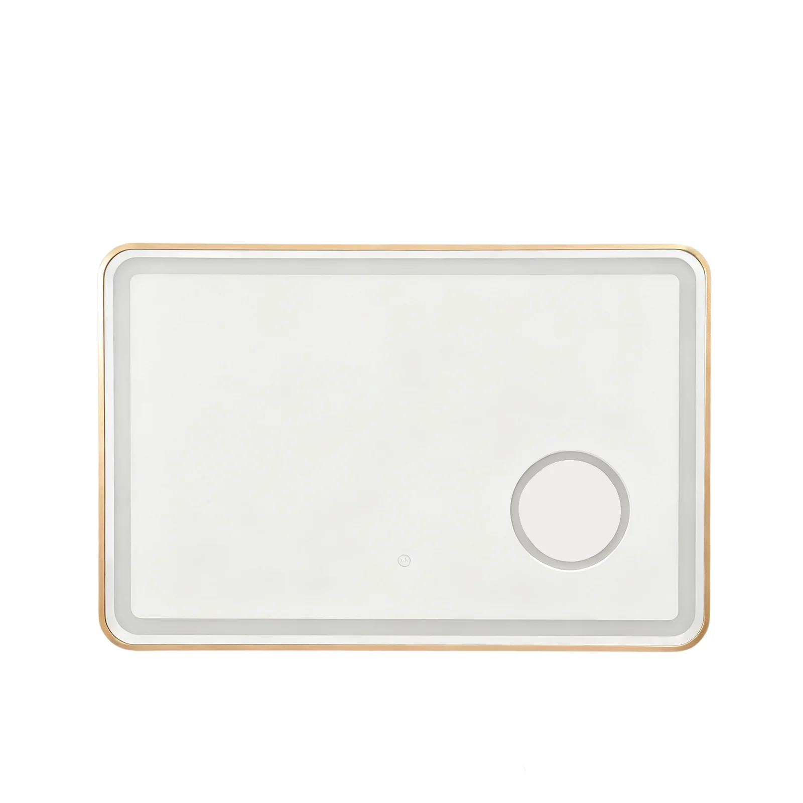 Gold-Framed LED Bathroom Mirror with 10x Magnifier 600 x 900