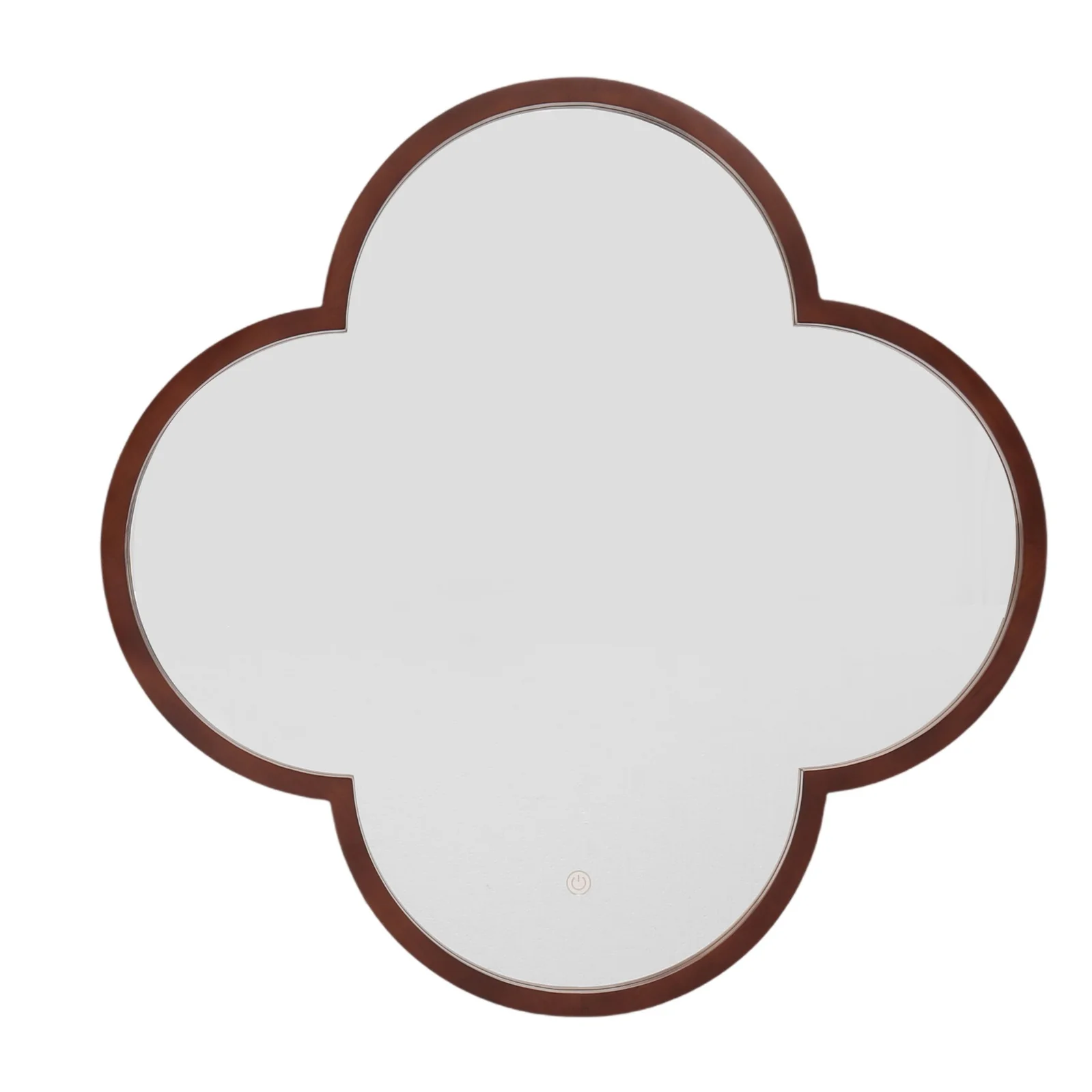 Solid Wood Quatrefoil Frame LED Mirror 750