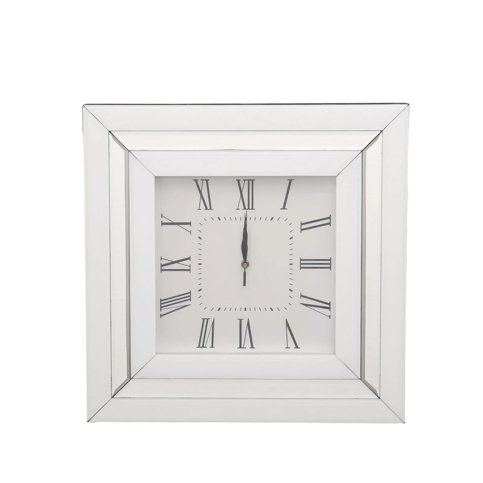 Stepped Bevel Frame Square Mirror Wall Clock 500