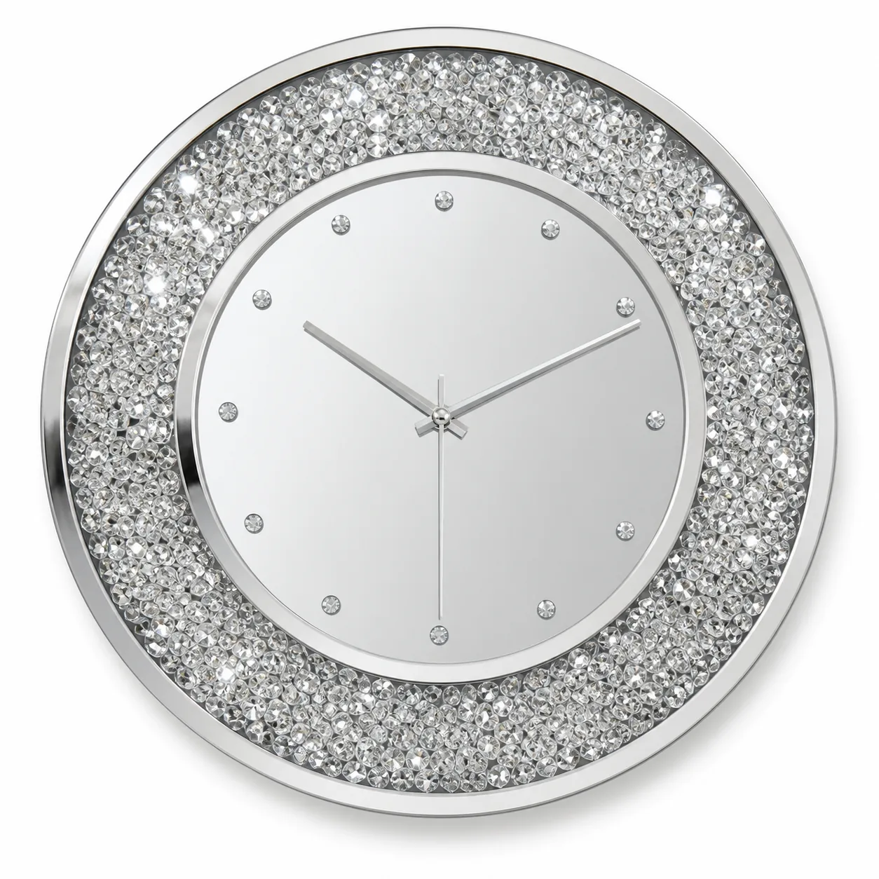 Round Crushed-Crystal Ring Mirror Clock