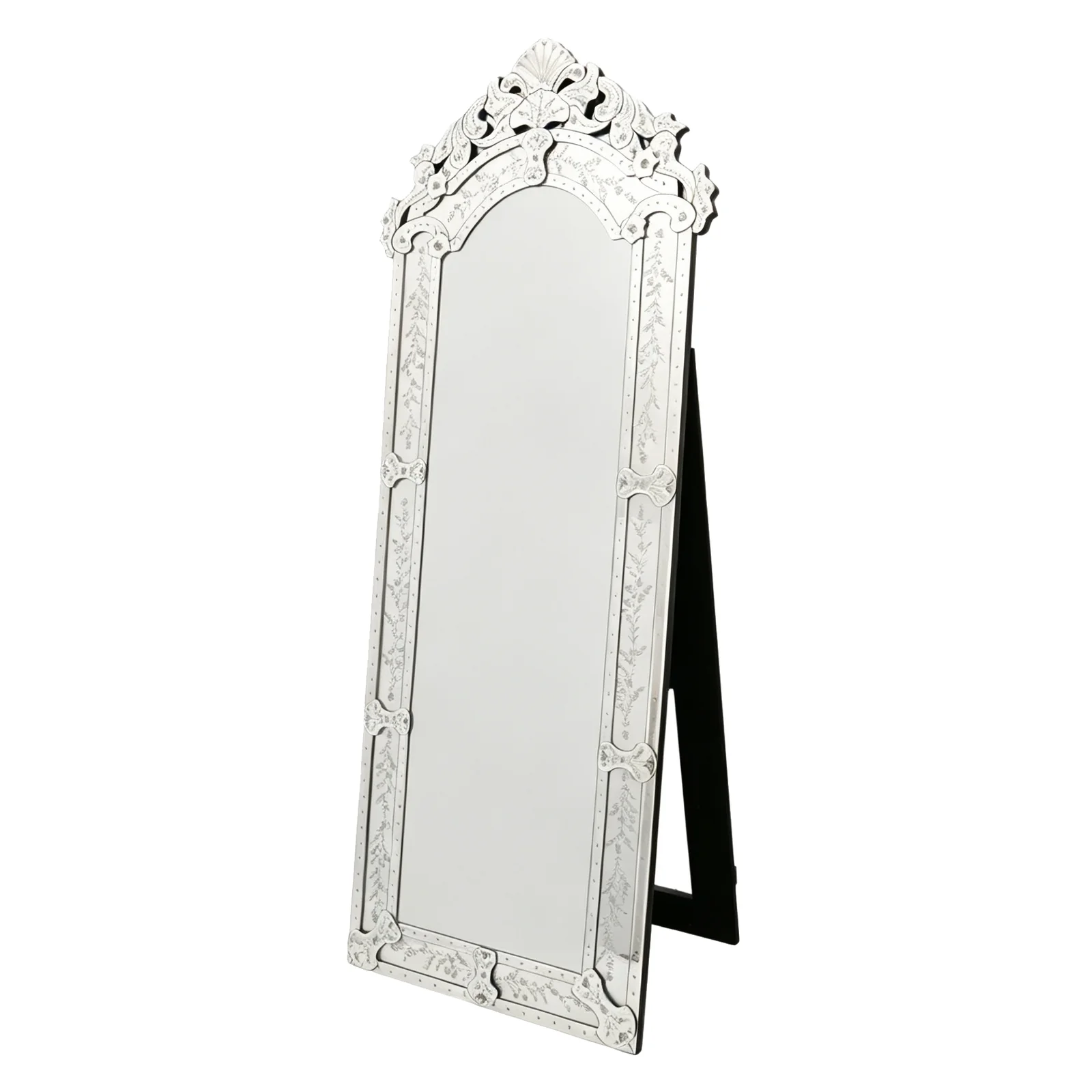 Hand-Etched Venetian Crested Cheval Mirror 800 x 2000