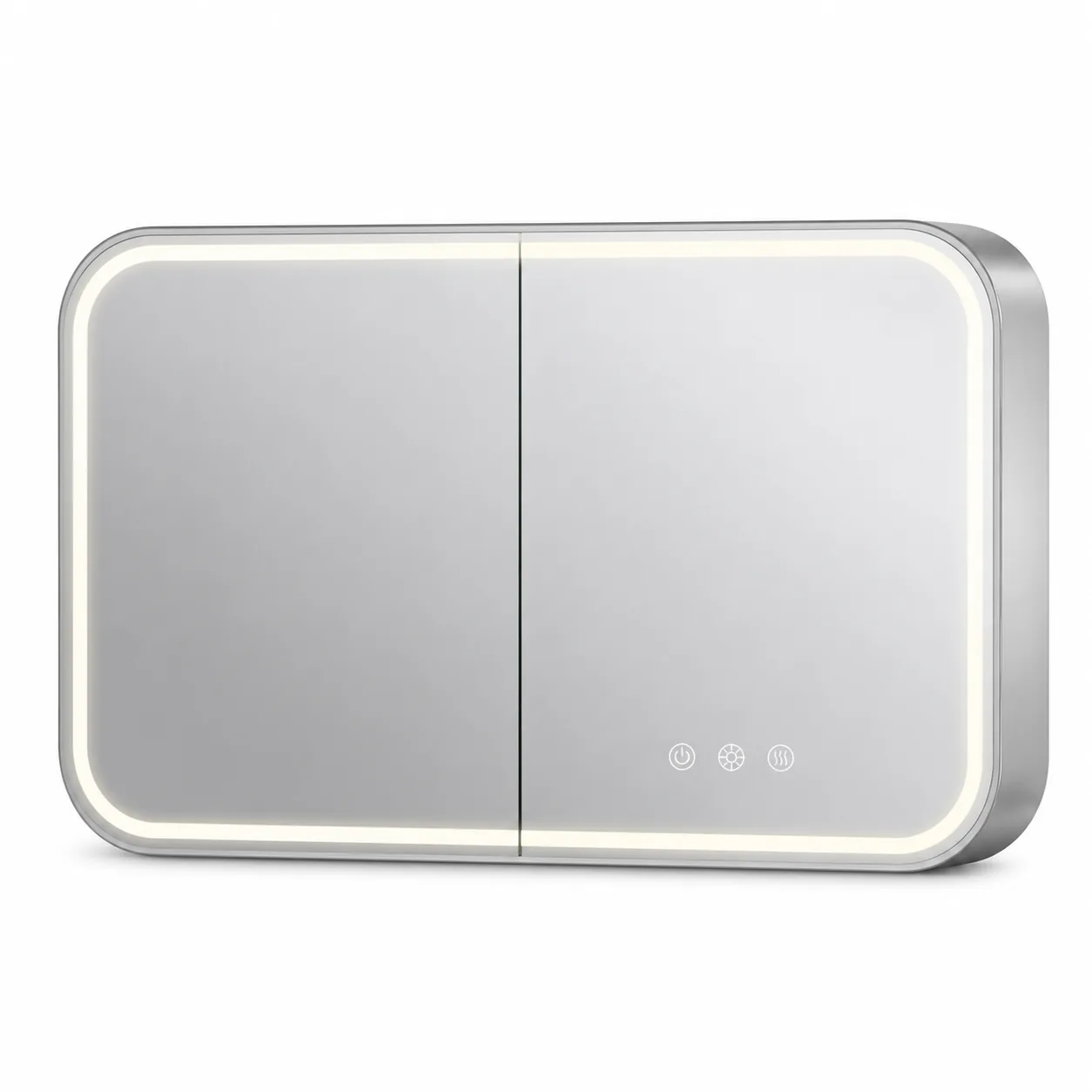 Rounded-Corner Double-Door Surface-Mount LED Medicine Cabinet