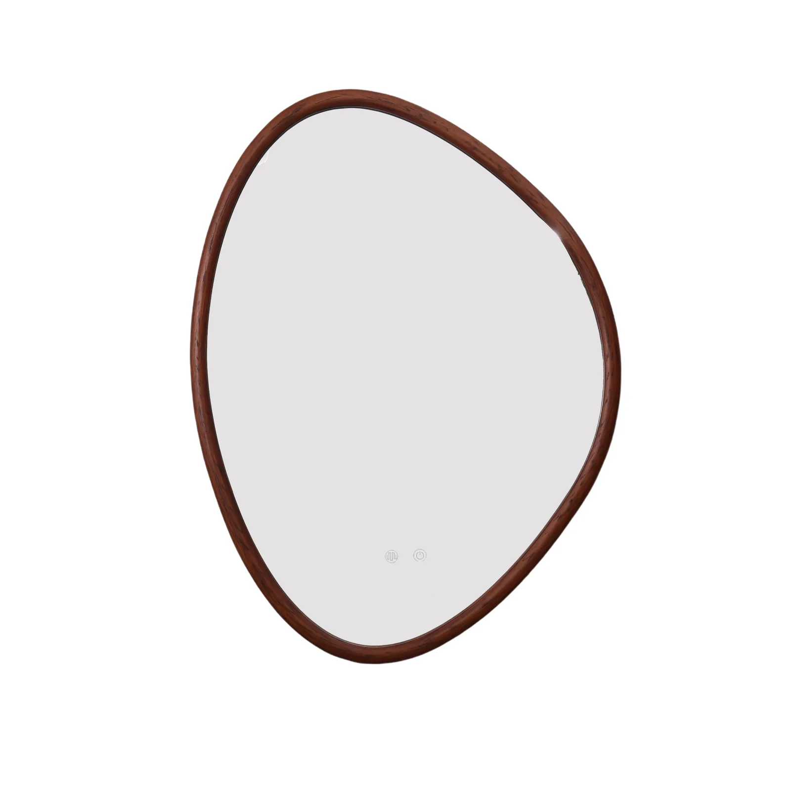 Walnut-Finish Framed Organic Backlit LED Bathroom Mirror with Anti-Fog 600 x 800
