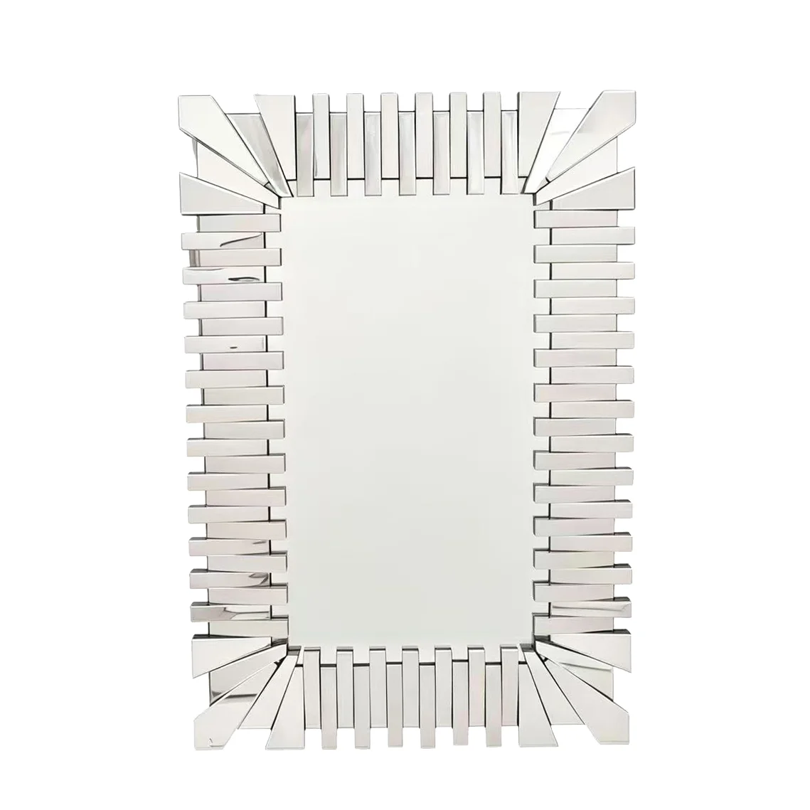 Silver Stainless Steel Block Frame Wall Mirror 830 x 1200