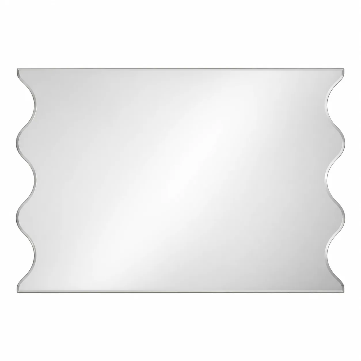 Horizontal Wave-Edge Custom-Cut Feature Mirror
