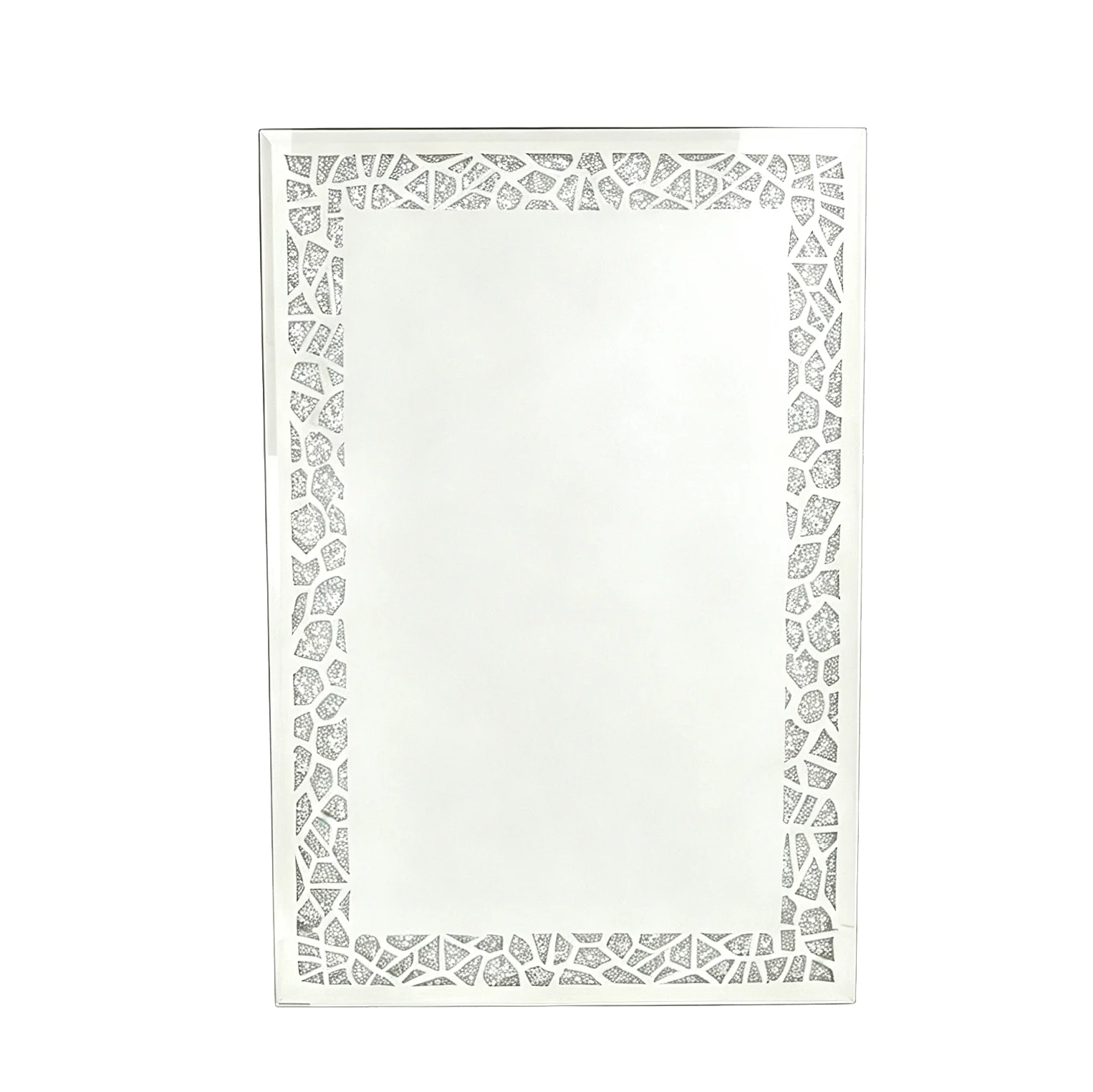 Laser-Cut Crackle Border Crushed-Diamond LED Wall Mirror