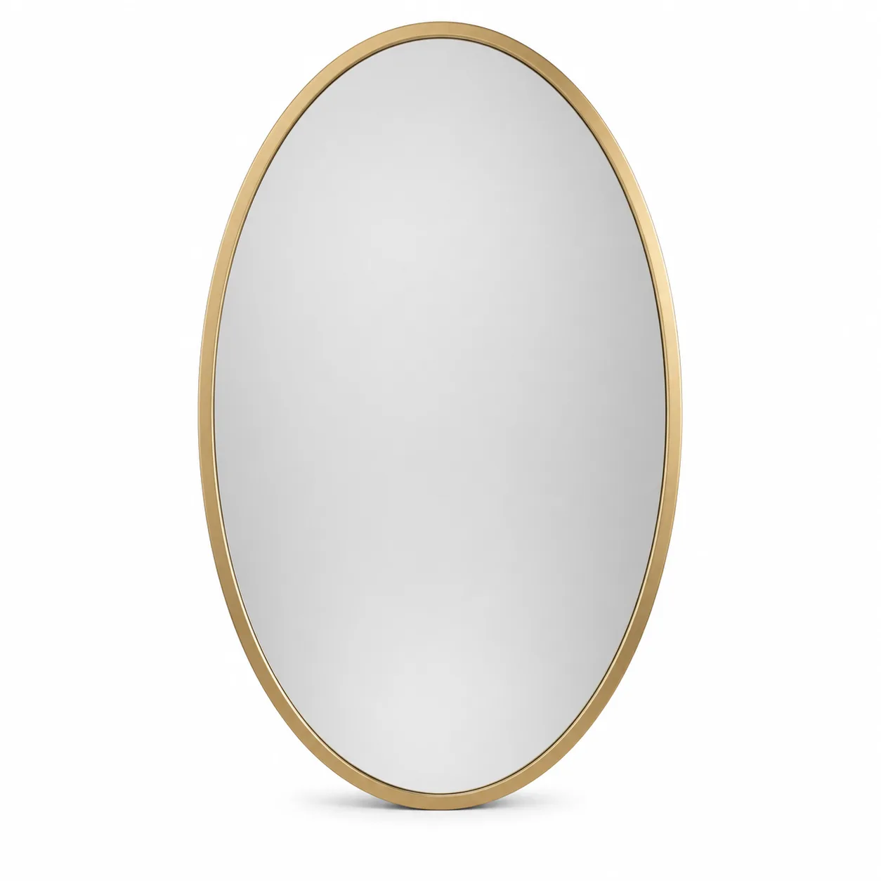 Vertical Champagne Gold Slim-Frame Oval Mirror