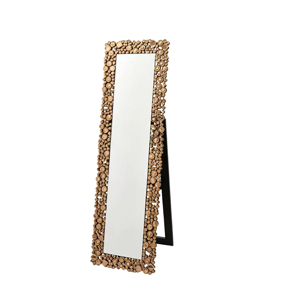 Crystal-Mosaic Border Cheval Mirror, Clear or Bronze