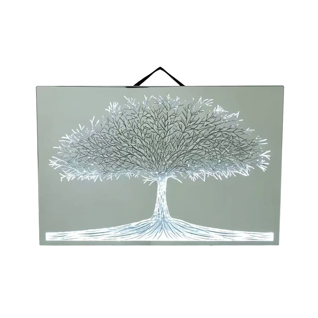 Laser-Cut Tree of Life Crushed-Diamond LED Mirror Panel